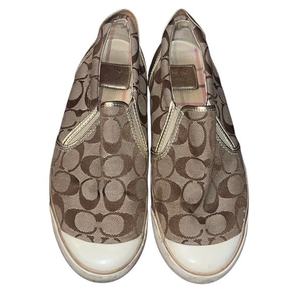 Coach Signature Monogram Beale Slip On Canvas Sneakers Shoes Women's Sz 9.5 - Picture 1 of 4
